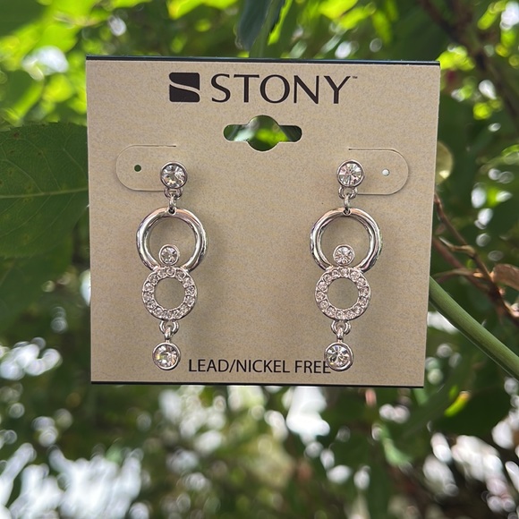 Silver Rhinestone Earrings - Picture 9 of 11